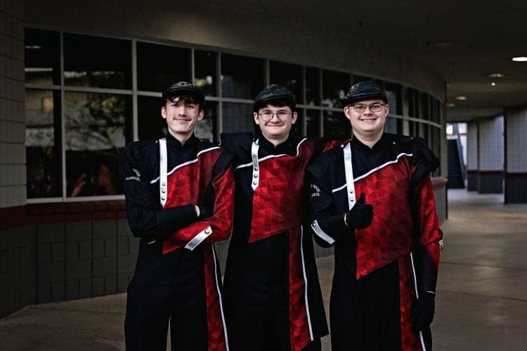 Desert Ridge marching band performing at the Homecoming game